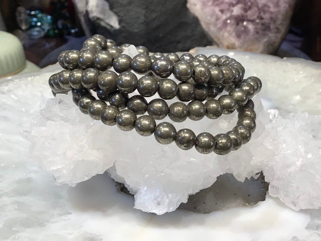Pyrite 6mm gemstone bracelet