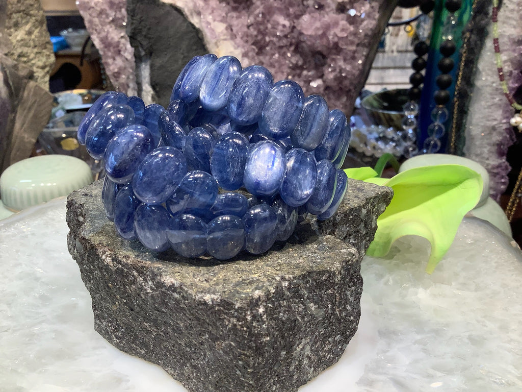 Natural Blue kyanite 16x11mm Cuff Gemstone Bracelet
