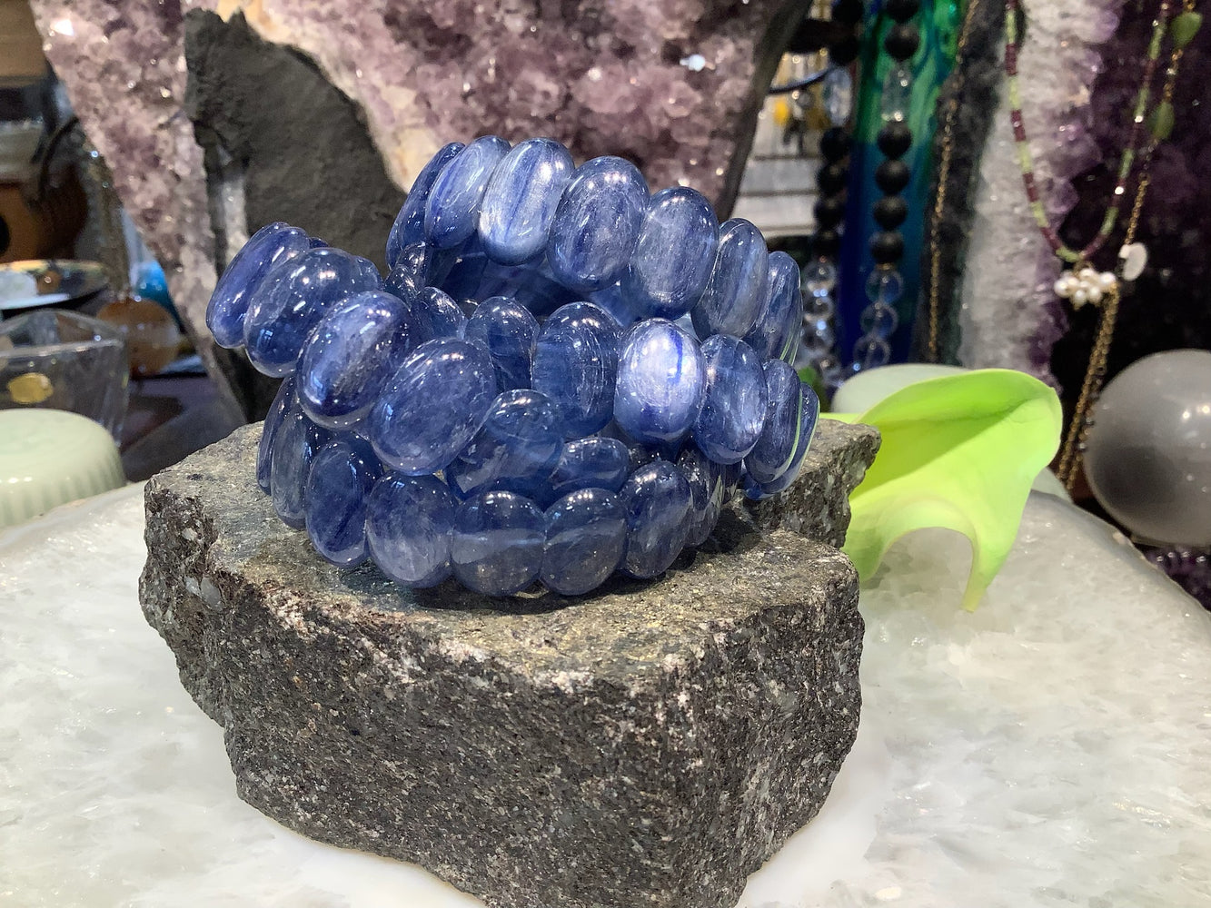 Natural Blue kyanite 16x11mm Cuff Gemstone Bracelet