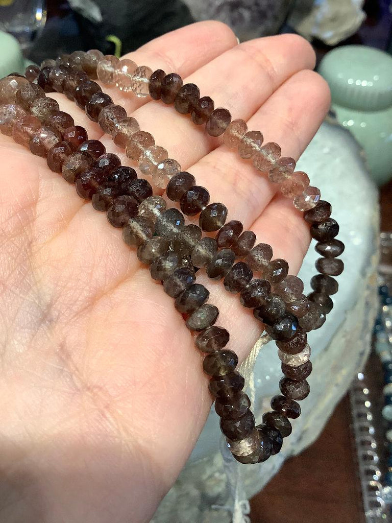 Natural Gem Quality Andalusite Faceted Rondelle Gemstone Bead strand