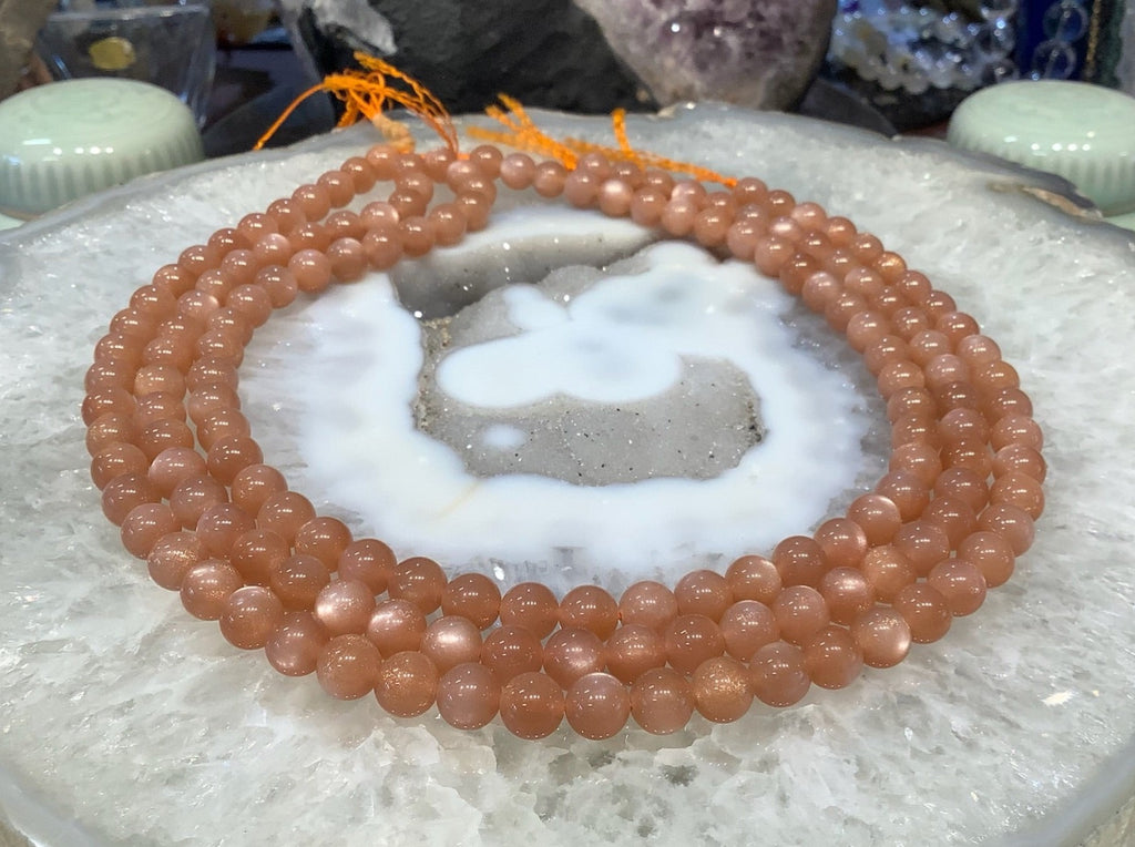 Stunning Natural Peach Moonstone with Incredible Sheen - 8mm