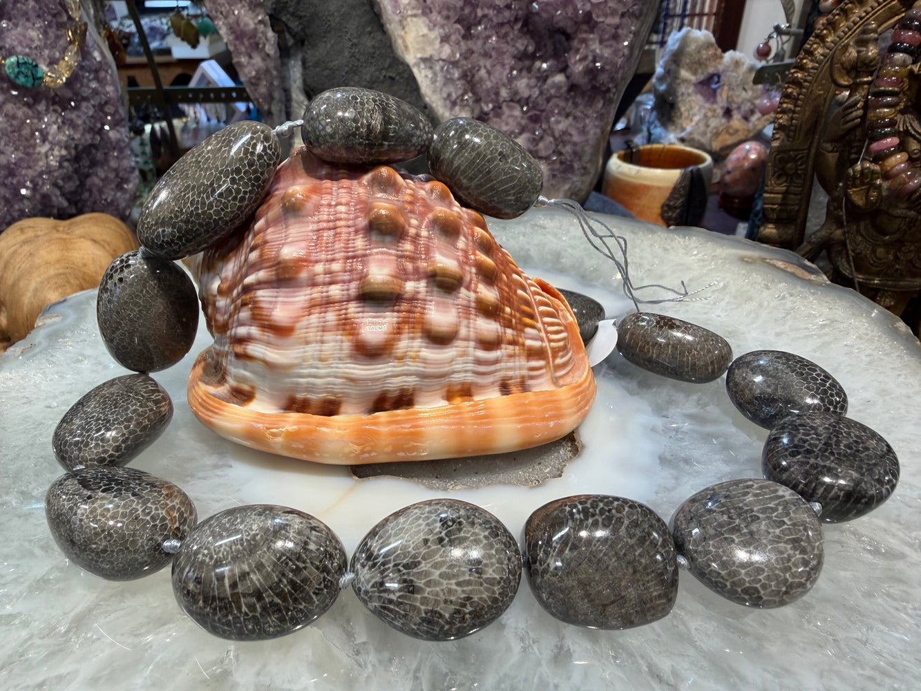 Bryzoan fossil coral 26-31mm nugget #1 Nugget beads