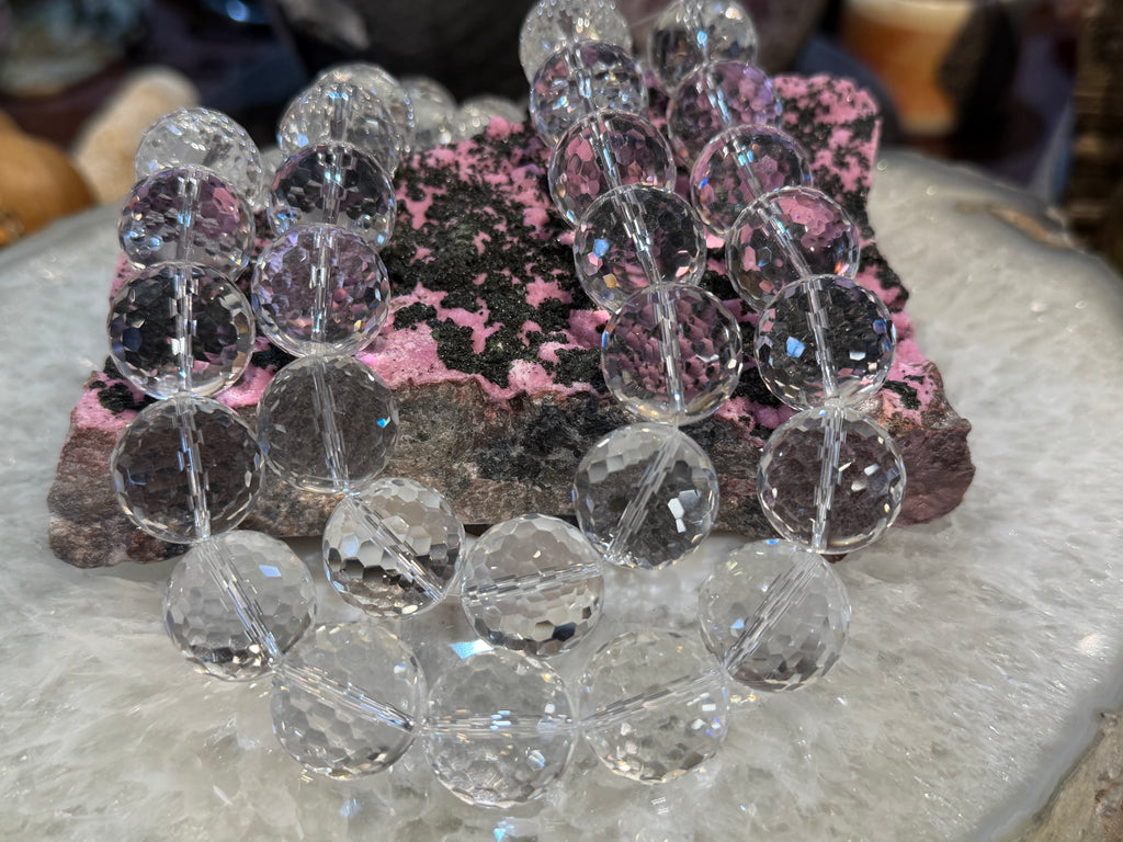 Stunning Quartz Multi Facreted disco cut 20mm round gemstones beads