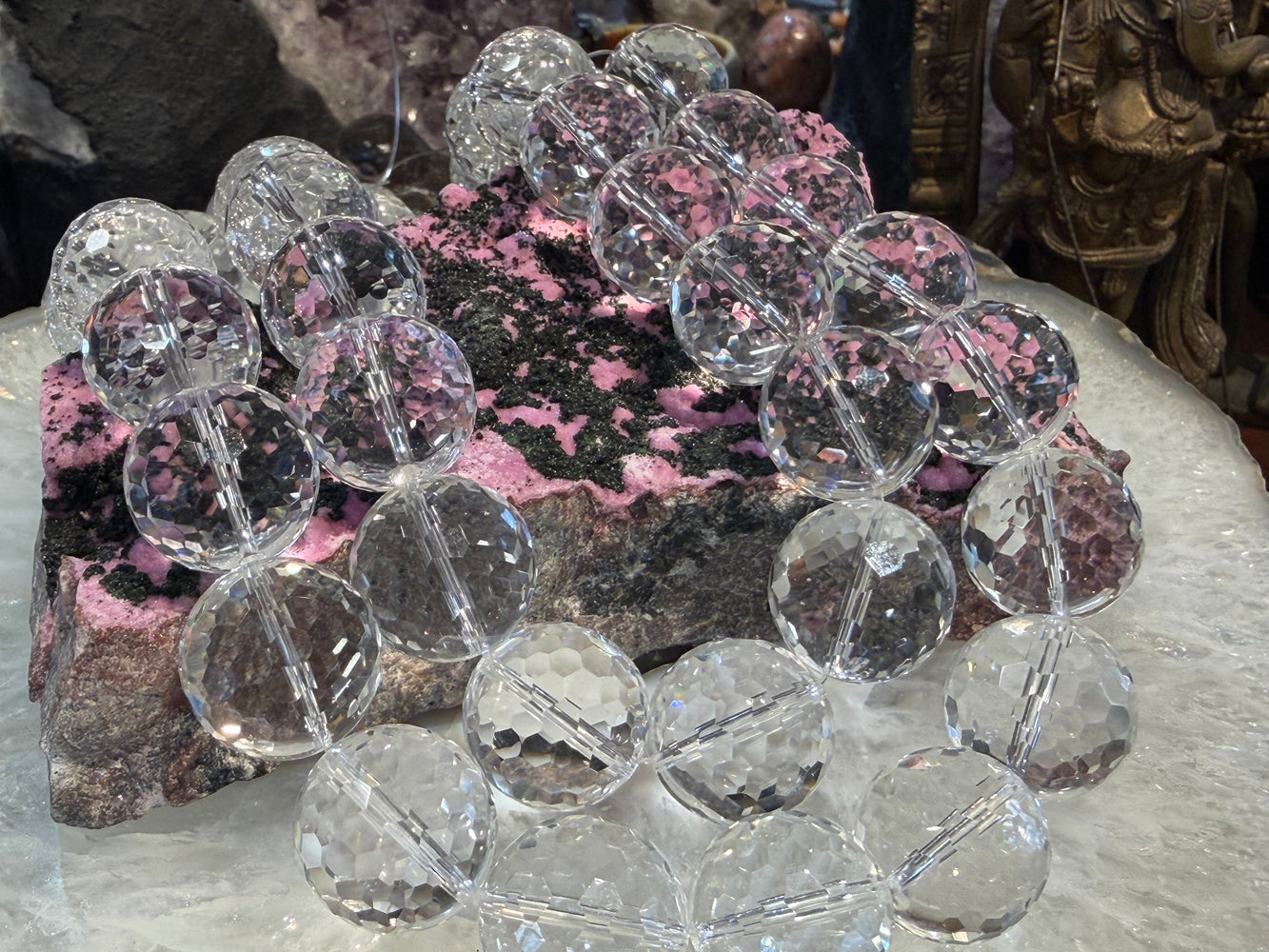 Stunning Quartz Multi Facreted disco cut 20mm round gemstones beads