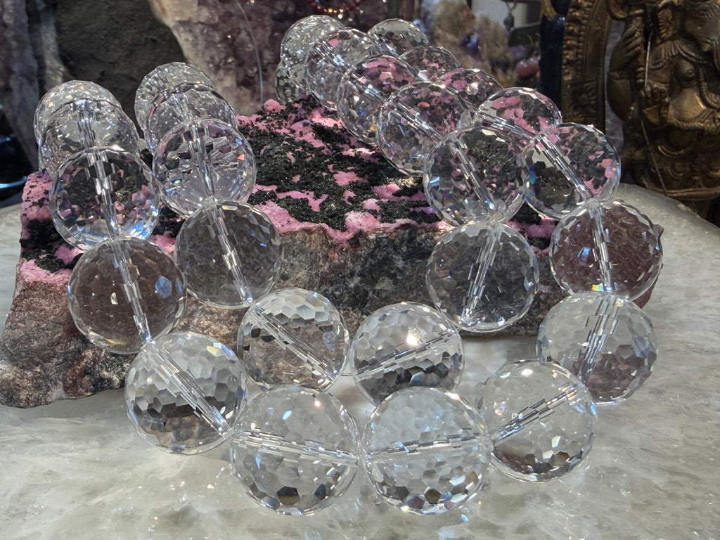 Stunning Quartz Multi Facreted disco cut 20mm round gemstones beads