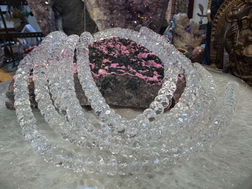 Quartz faceted rondelle 10mm gemstone beads