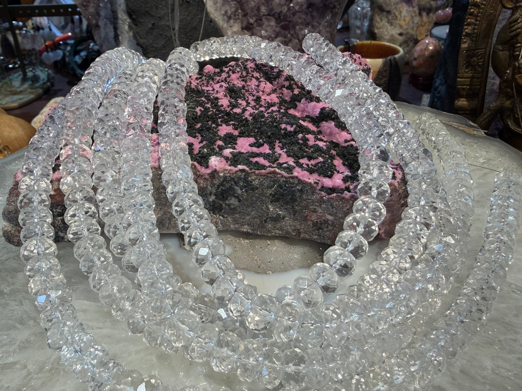 Quartz faceted rondelle 10mm gemstone beads