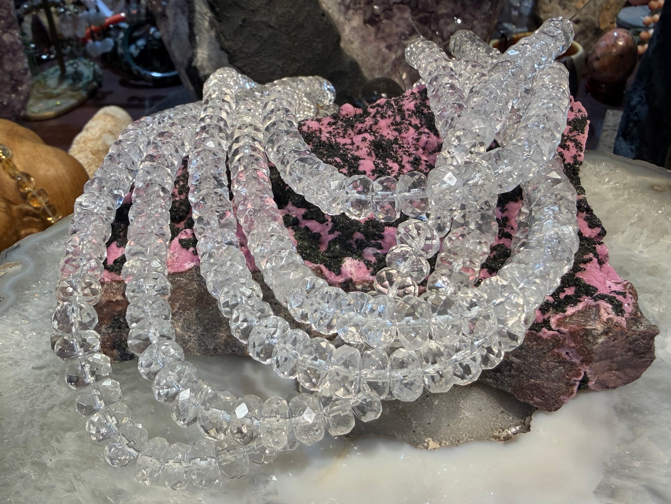 Quartz faceted rondelle 10mm gemstone beads