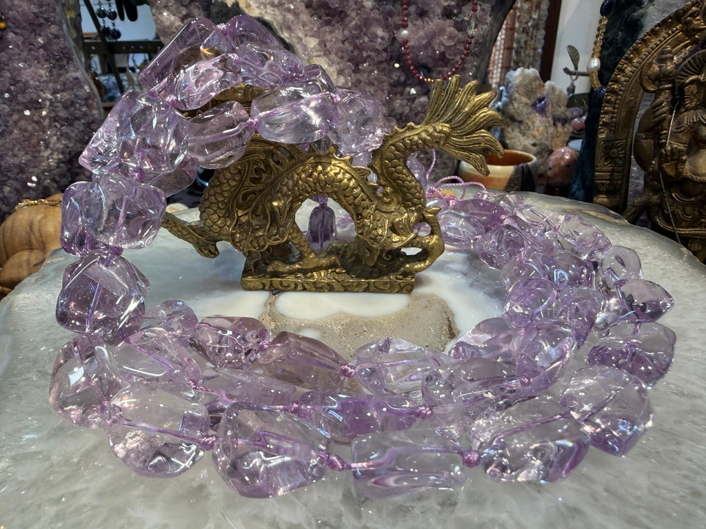 Stunning Purple Amethyst chiseled cut ice nugget gemstone beads