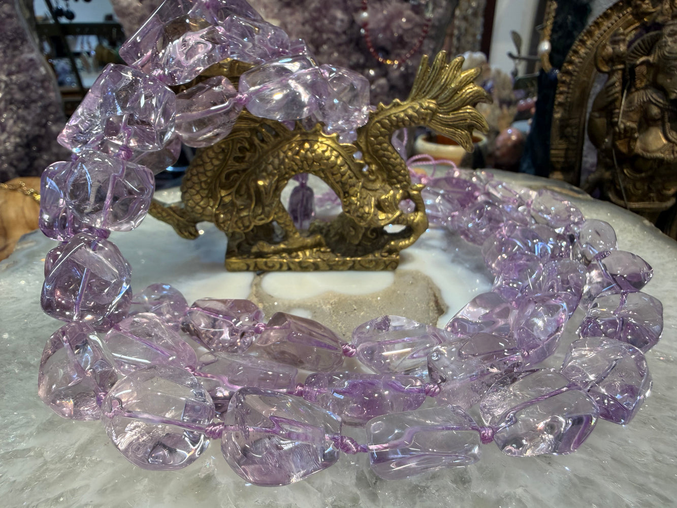 Stunning Purple Amethyst chiseled cut ice nugget gemstone beads