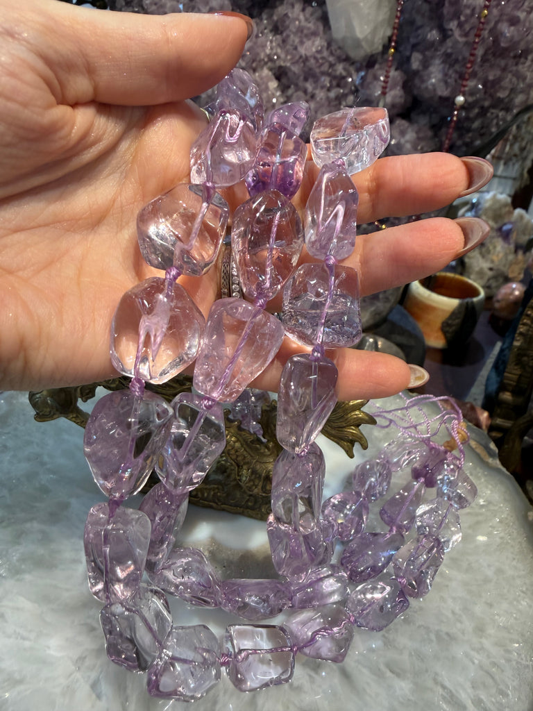 Stunning Purple Amethyst chiseled cut ice nugget gemstone beads