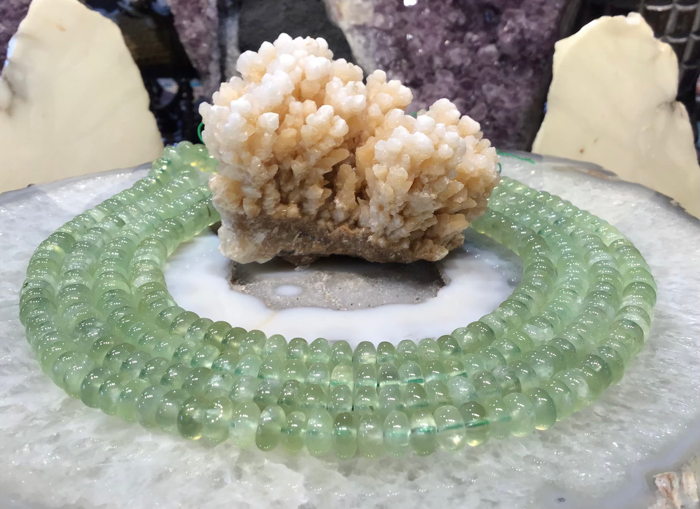 Prehnite 8mm smooth rondelle gemstones