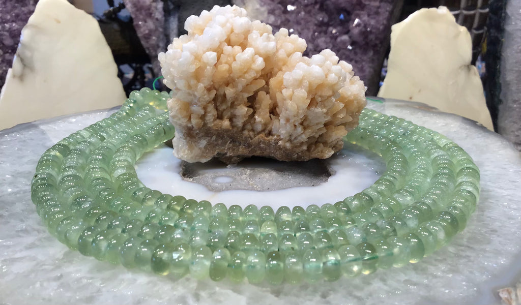 Prehnite 8mm smooth rondelle gemstones