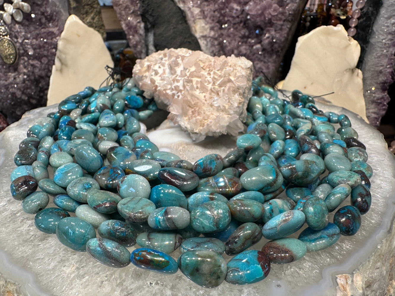 Azurite tumble 12-15mm gemstone beads