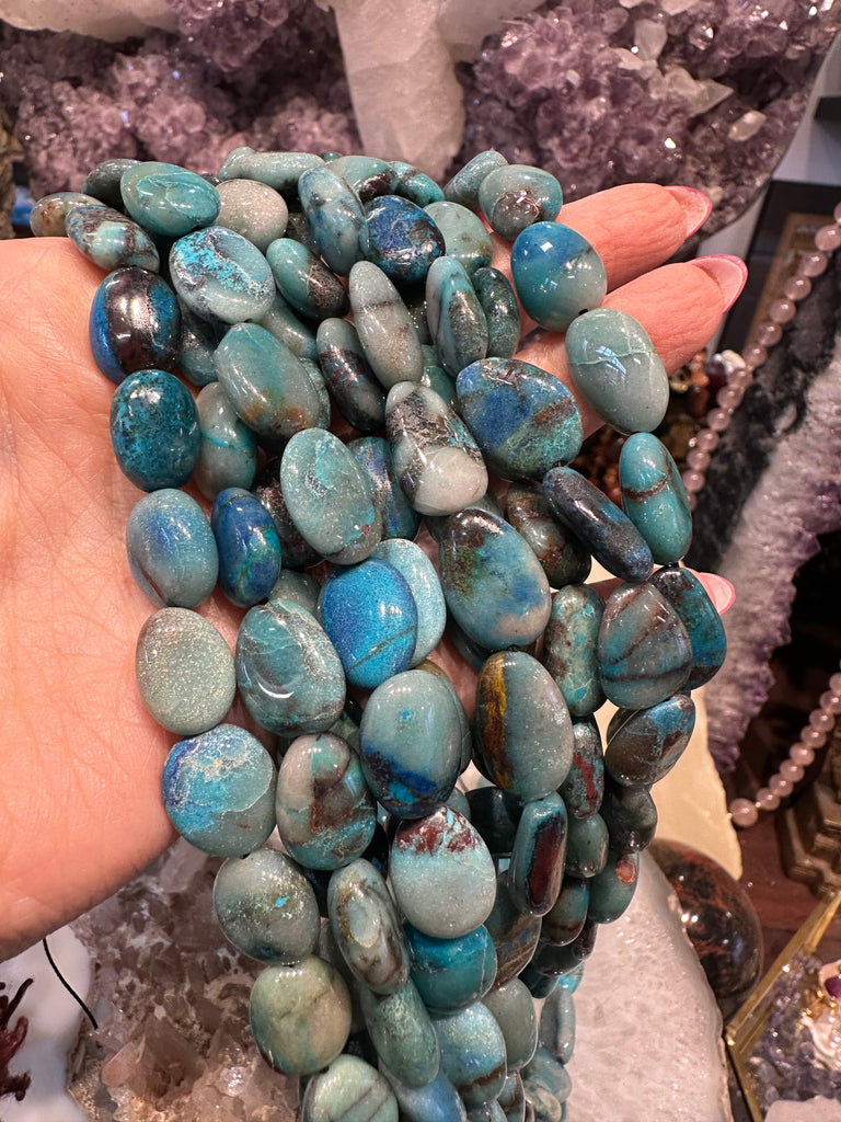 Azurite tumble 12-15mm gemstone beads