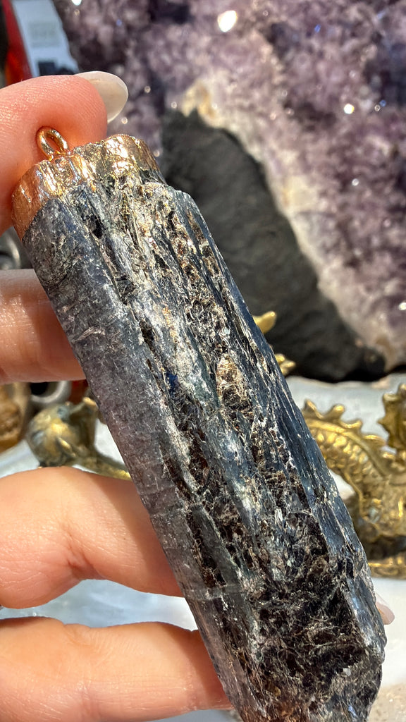 Amazing large kyanite rough shimmer pendant