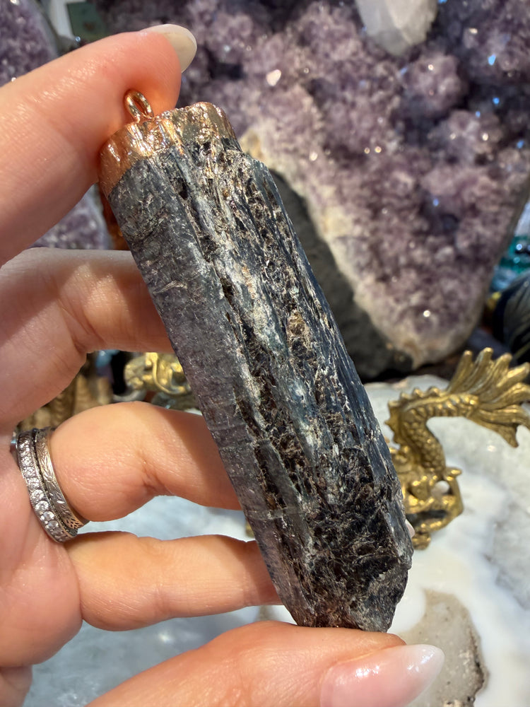 Amazing large kyanite rough shimmer pendant