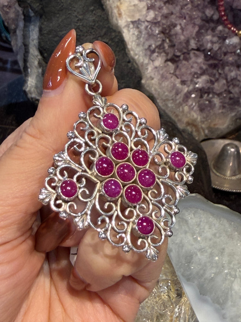 Ruby Nepal sterling silver gemstone pendant