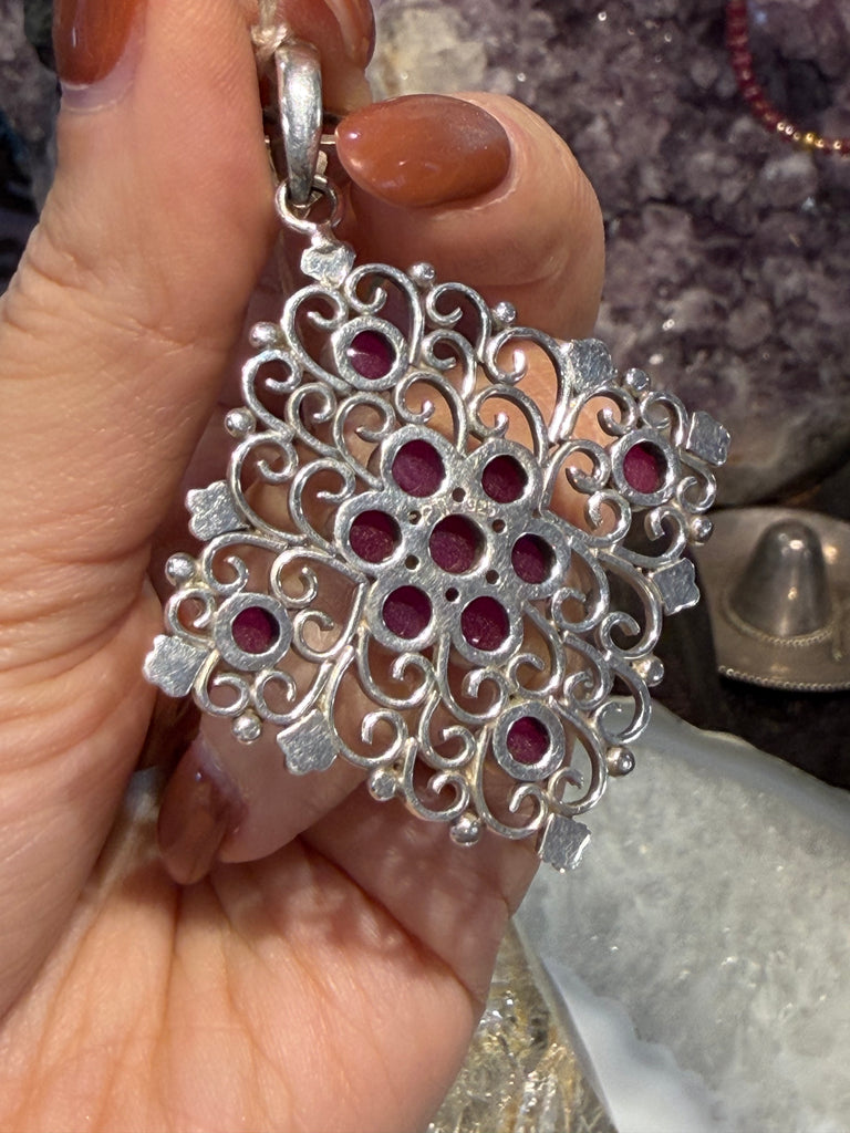 Ruby Nepal sterling silver gemstone pendant