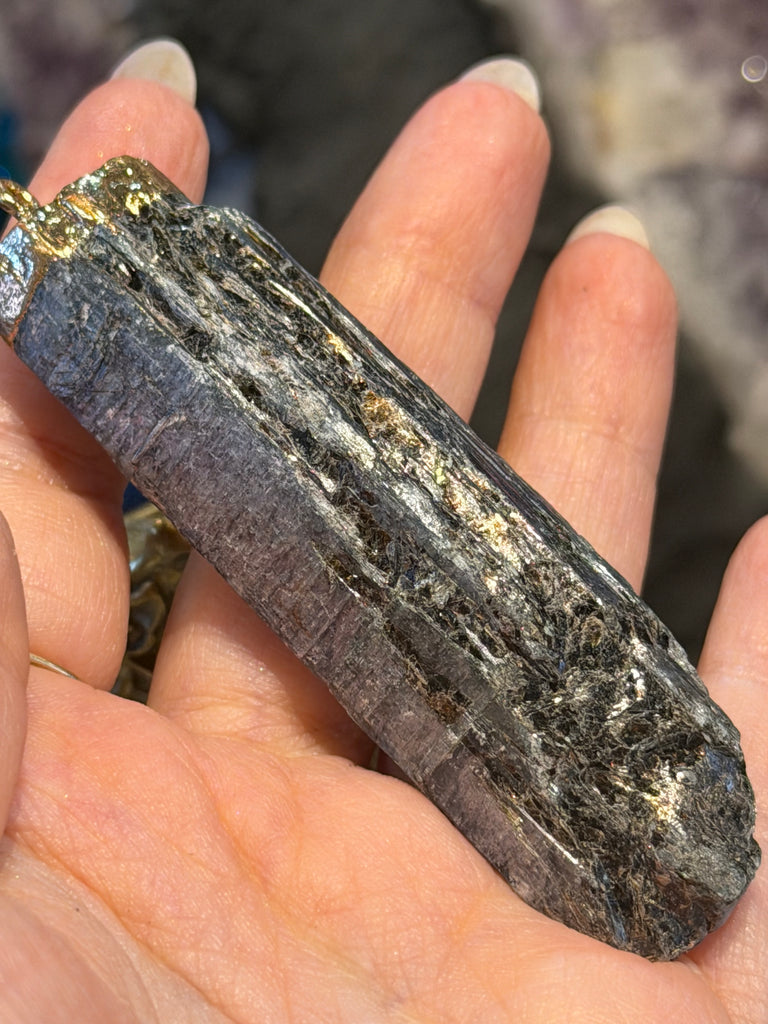 Amazing large kyanite rough shimmer pendant