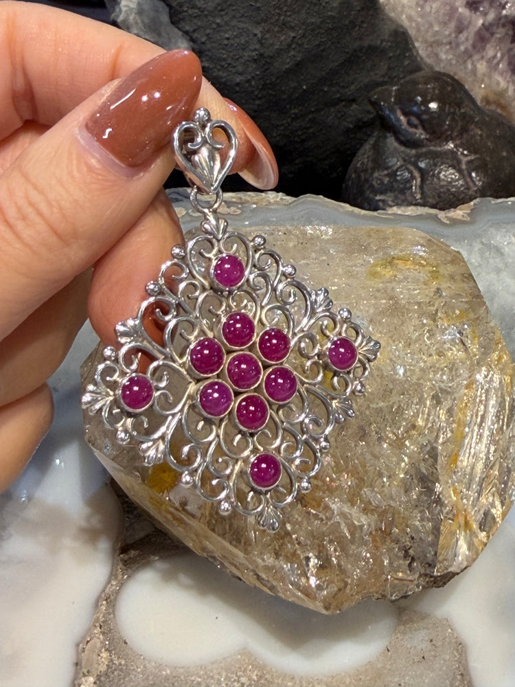 Ruby Nepal sterling silver gemstone pendant