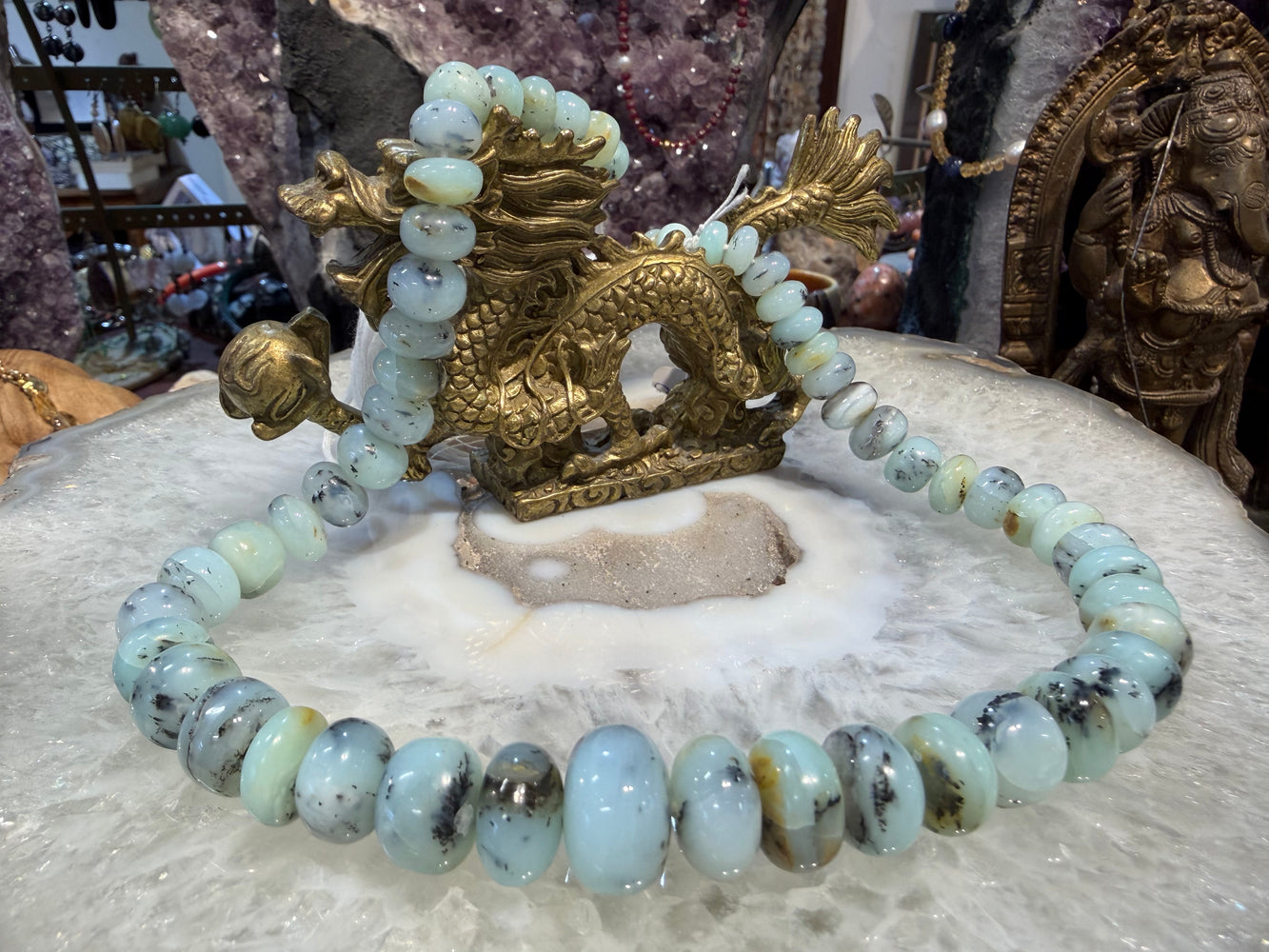 Rare Peruvian blue opal 8-17mm smooth rondelle gemstone beads