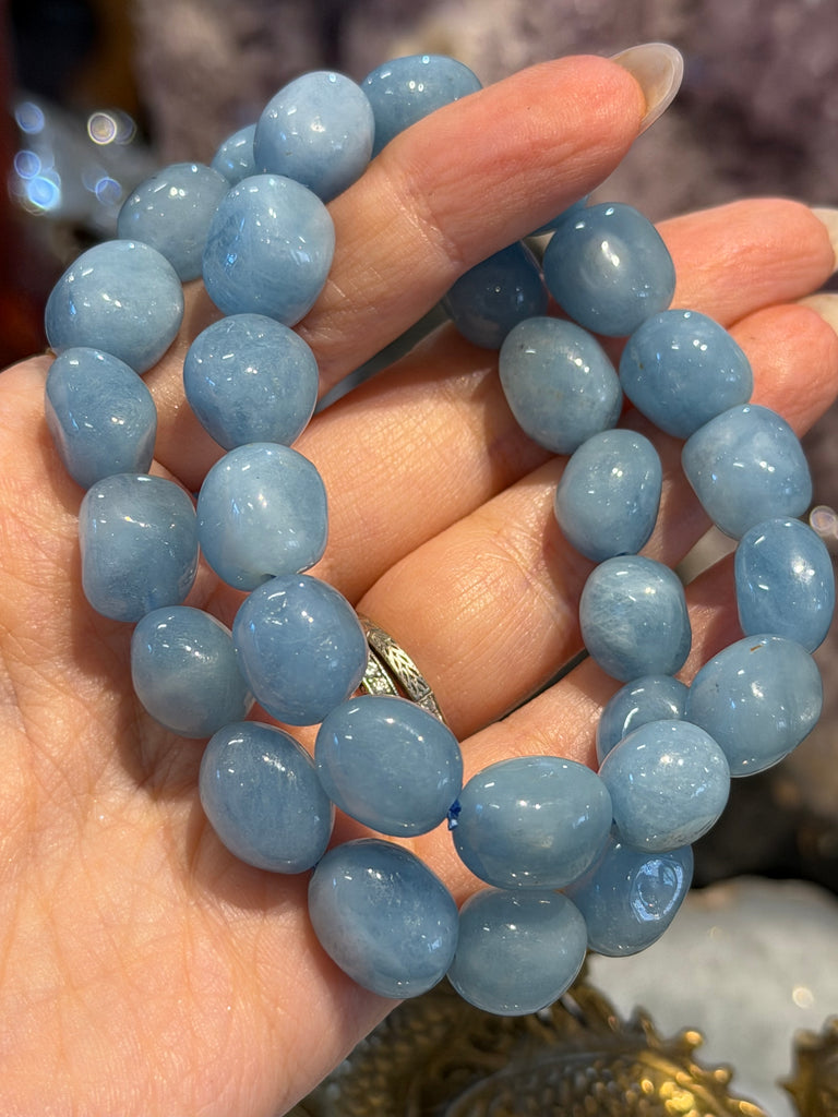 Aquamarine nugget 13mm gemstone bracelet
