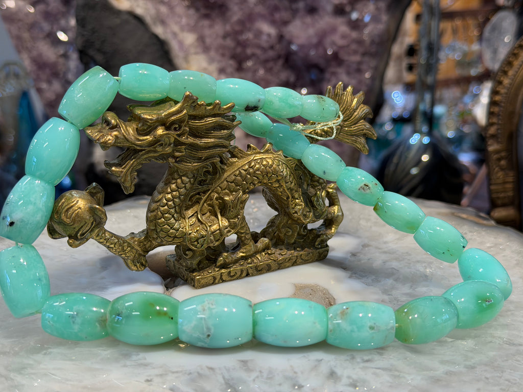 Stunning chrysoprase mint barrel gemstone