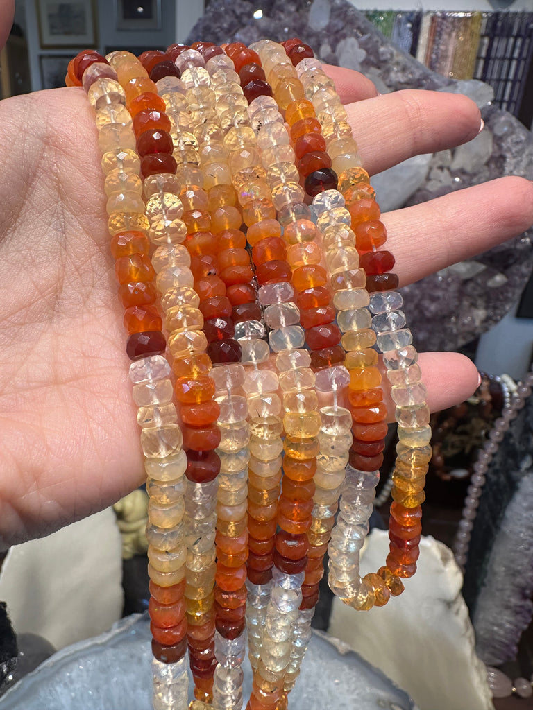 Superb Mexican fire opal 6-7mm faceted rondelle gemstone