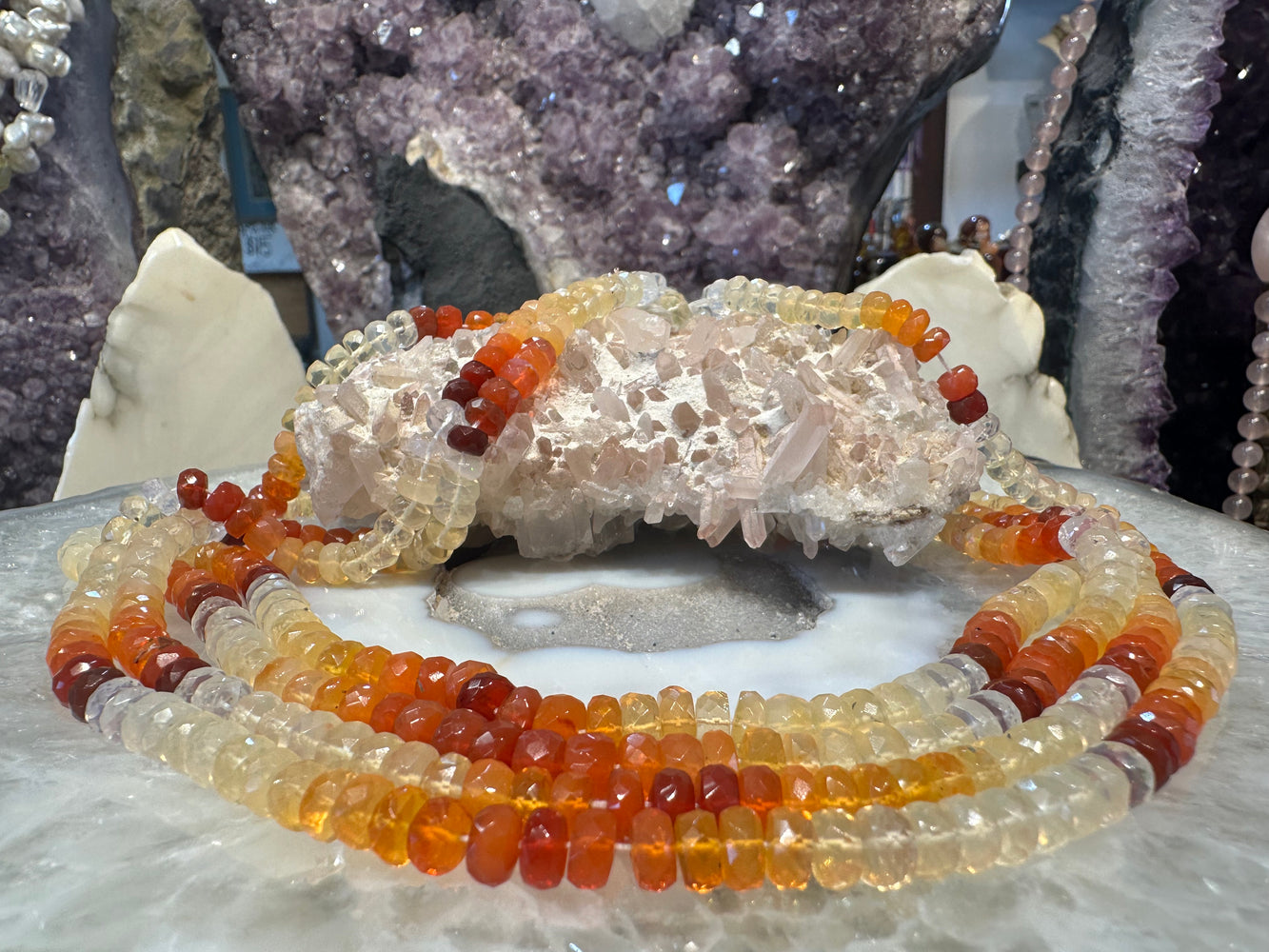 Superb Mexican fire opal 6-7mm faceted rondelle gemstone