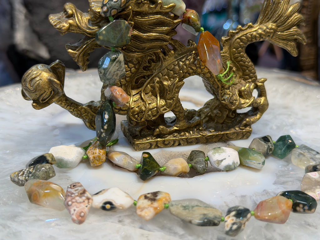 Ocean jasper 2 way cut 14-20mm gemstone beads