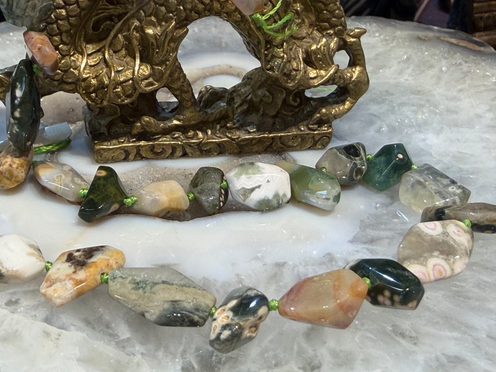 Ocean jasper 2 way cut 14-20mm gemstone beads