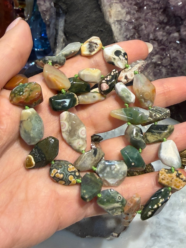 Ocean jasper 2 way cut 14-20mm gemstone beads
