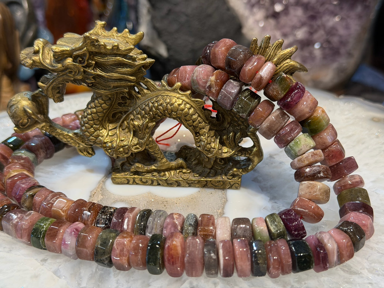 Rare gorgeous multicolour tourmalines 12-13mm gemstones beads