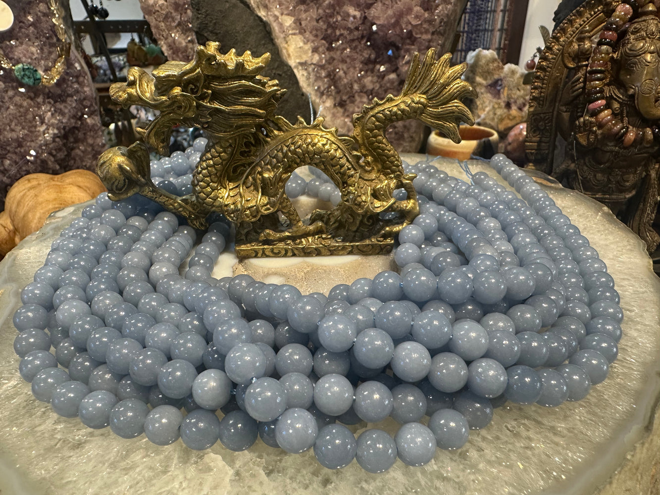 Blue angelite 8mm gemstones Beads