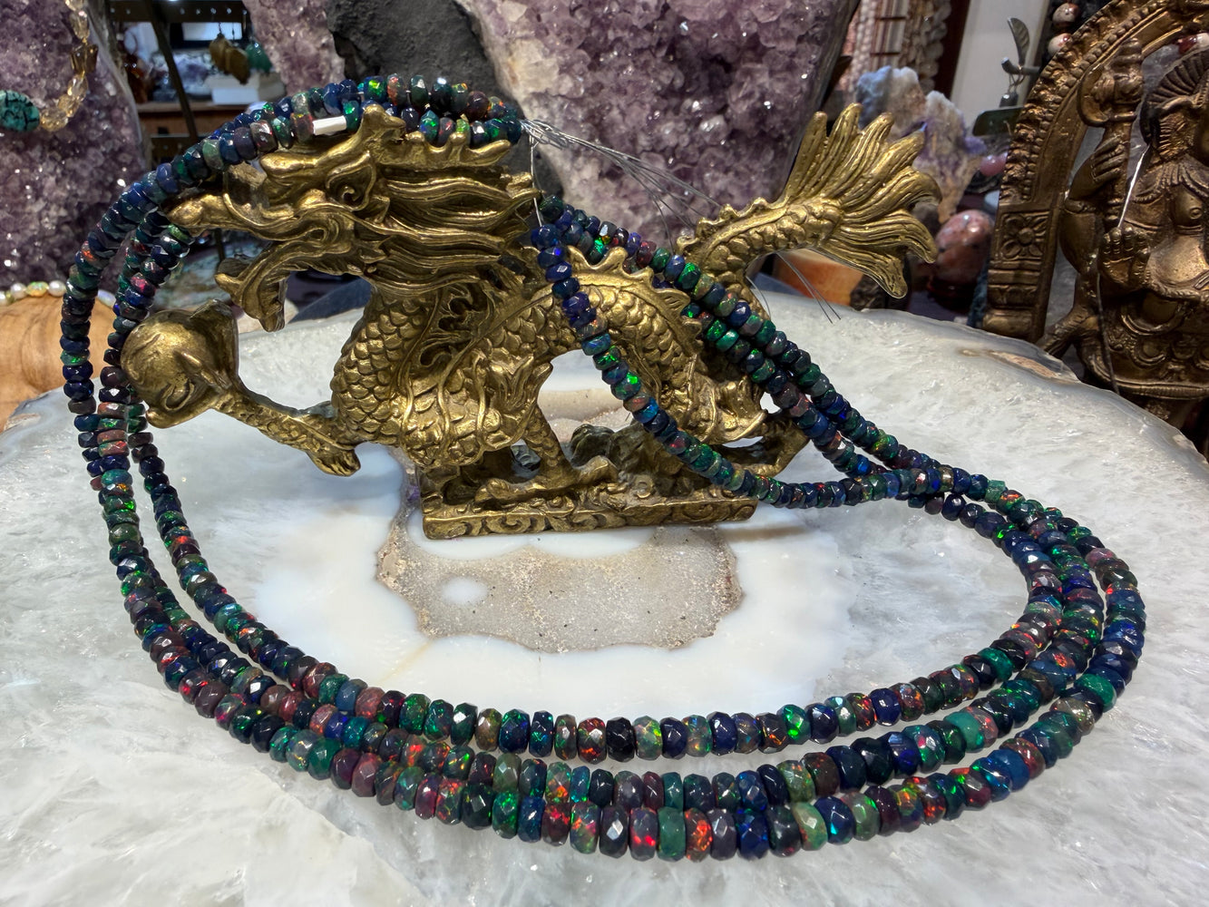 Black Ethiopian fire opal 4-5mm faceted gemstone beads