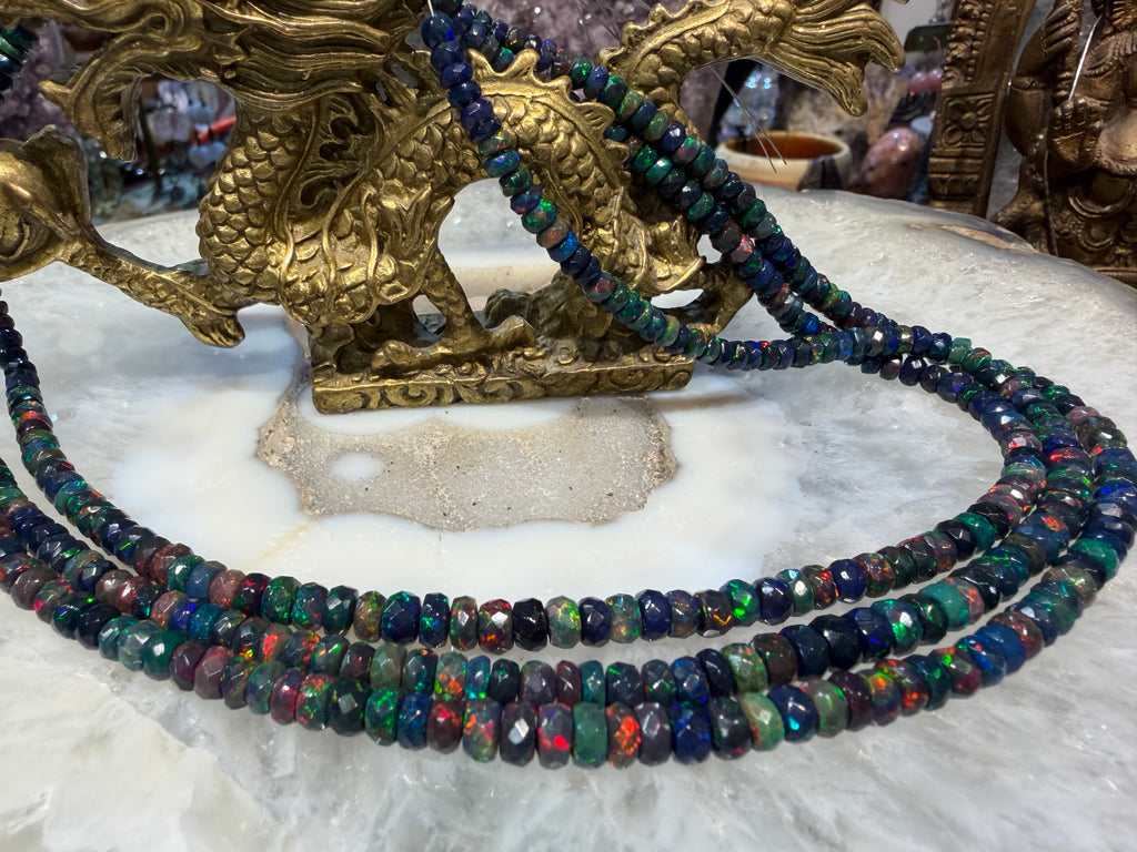 Black Ethiopian fire opal 4-5mm faceted gemstone beads