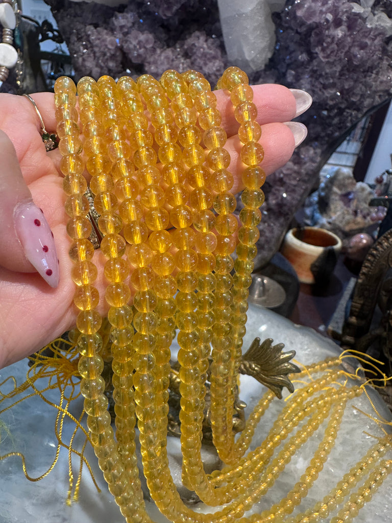 Yellow fluorite 6mm gemstone beads