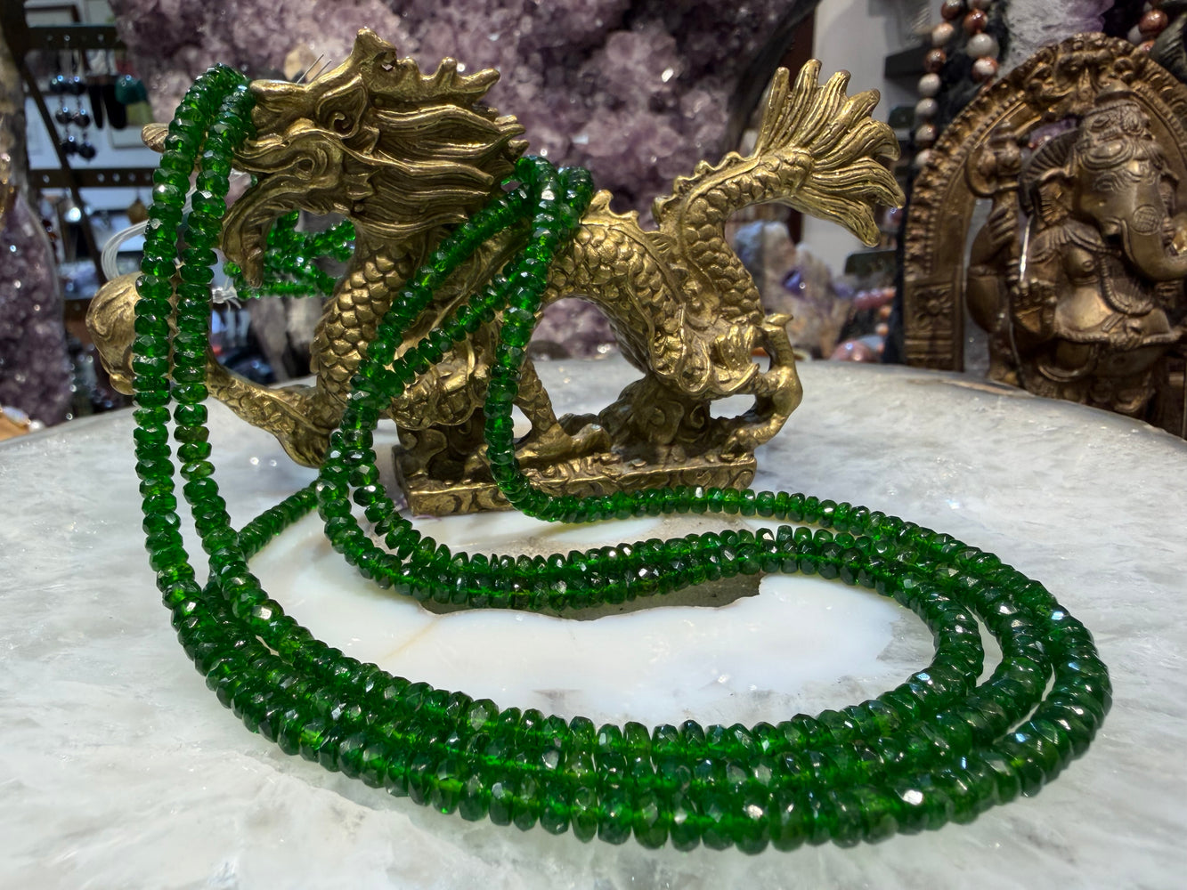 Gorgeous Chrome diopside faceted 4-5mm gemstone beads