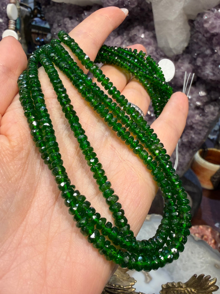 Gorgeous Chrome diopside faceted 4-5mm gemstone beads