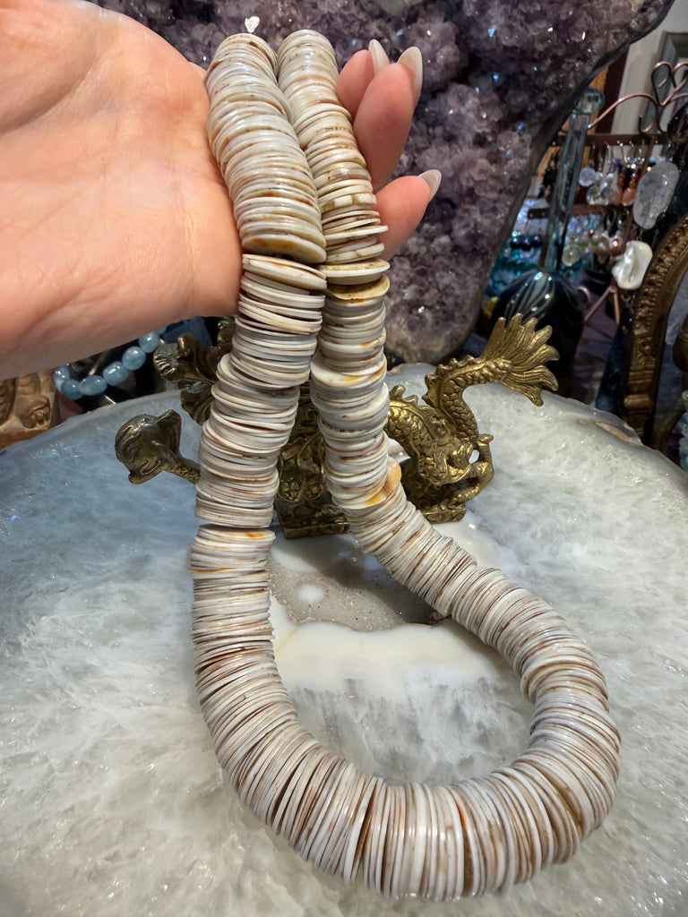 Old African ostrich egg shell 17mm beads