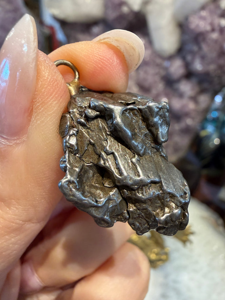 Meteorite campo de cielo meteorite cluster pendant