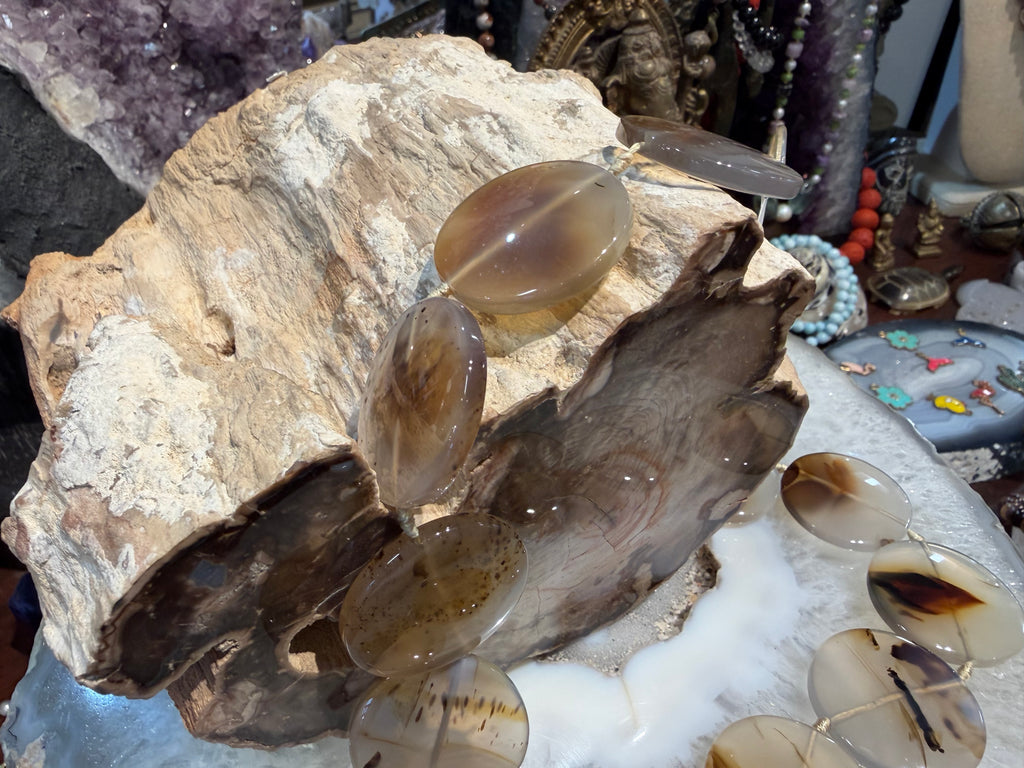 Montana moss agate large flat coin gemstones beads ( 32mm) #1