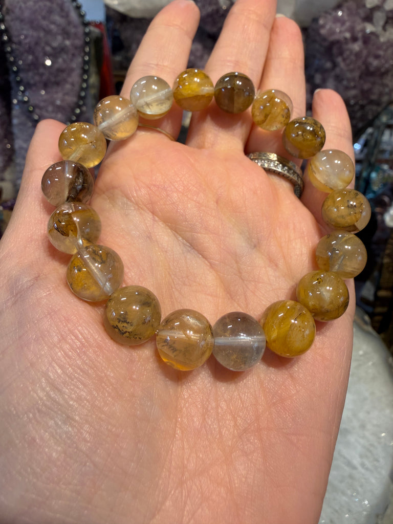 Amazing dendritic quartz golden healer 11mm gemstone bracelet