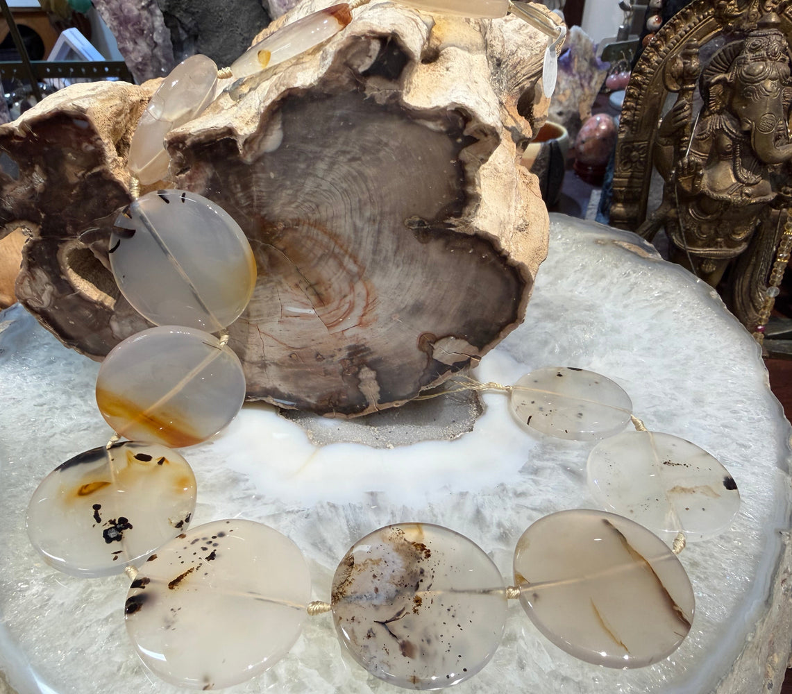 Montana moss agate large flat coin gemstones beads ( 32mm-37mm) #3