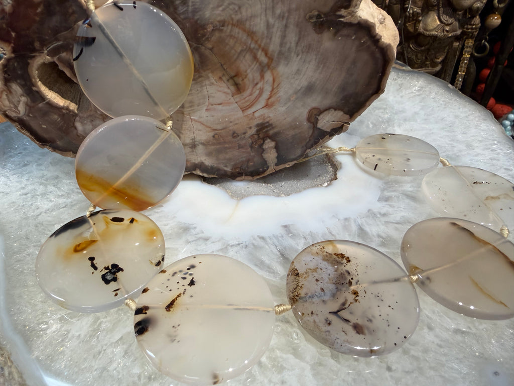 Montana moss agate large flat coin gemstones beads ( 32mm-37mm) #3