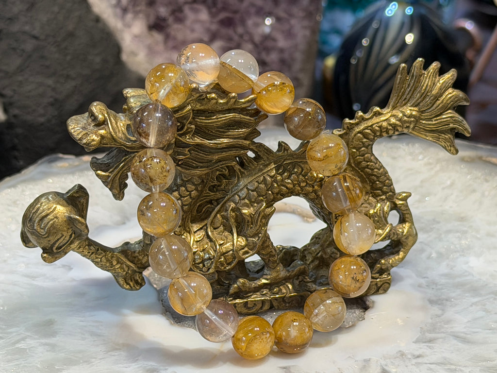 Amazing dendritic quartz golden healer 11mm gemstone bracelet