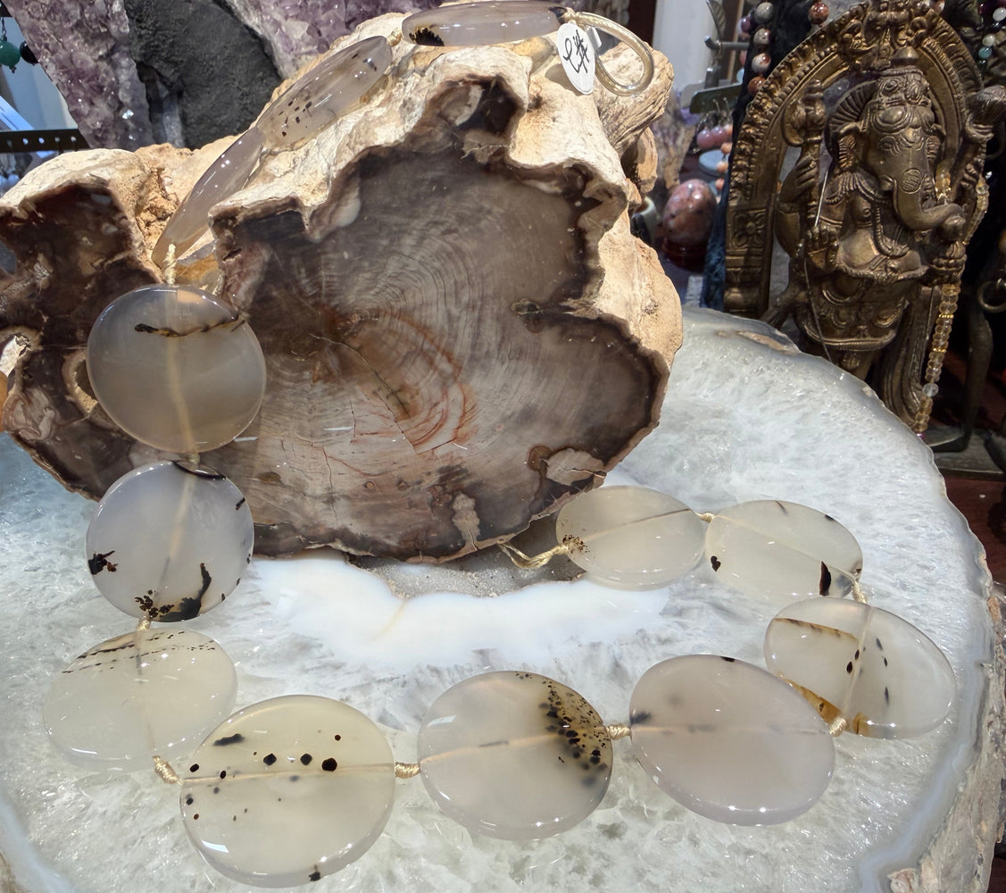 Montana moss agate large flat coin gemstones beads ( 32mm) #2