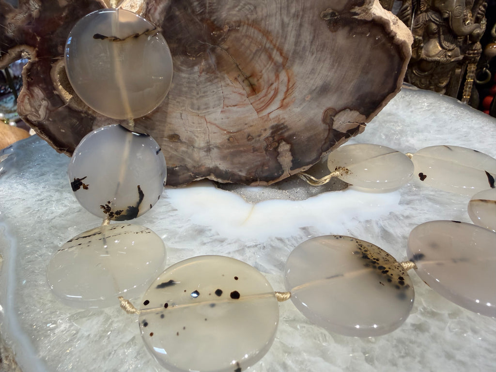 Montana moss agate large flat coin gemstones beads ( 32mm) #2