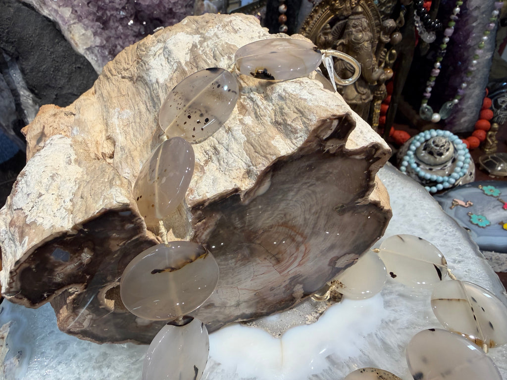 Montana moss agate large flat coin gemstones beads ( 32mm) #2